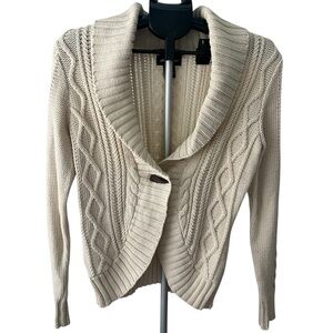 Eddie Bauer Women’s Cream Cable Knit Cardigan Size Small